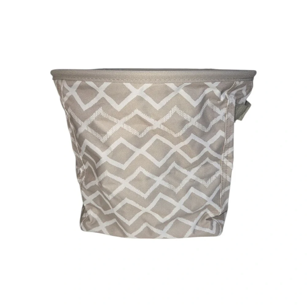 Thirty-One Tan/White Chevron Diamond Mini Storage Bin Organzier